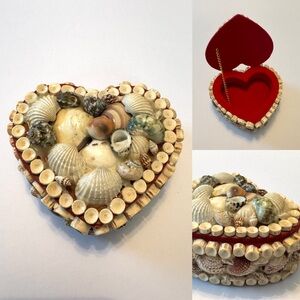 Heart-Shaped Seashell trinket box Vintage Heritage keepsake decor beach cottage